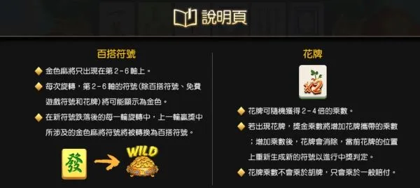 GR麻將碰碰胡百搭符號與花牌